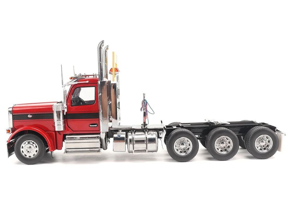 Peterbilt 589 Tridem-Axle Truck Tractor with Day Cab Legendary Red "Transport Series" 1/32 Diecast Model by Diecast Masters view 2