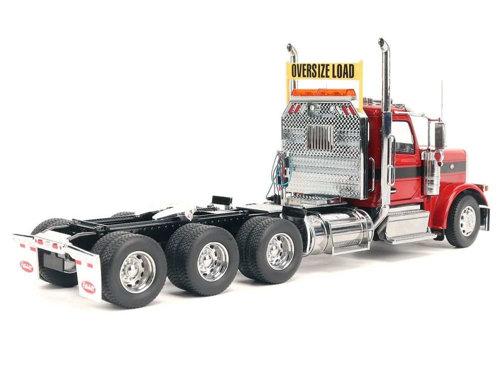 Peterbilt 589 Tridem-Axle Truck Tractor with Day Cab Legendary Red "Transport Series" 1/32 Diecast Model by Diecast Masters view 3