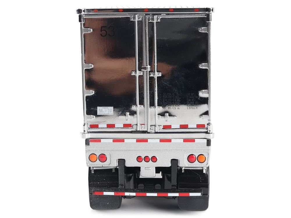 International Lonestar Truck with Sleeper Silver Metallic with "CAT Caterpillar" Mural Trailer "Transport Series" 1/50 Diecast Model by Diecast Masters view 5