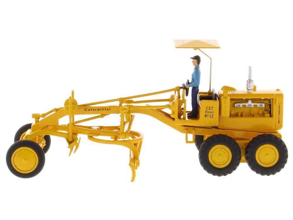 CAT Caterpillar No.12 Motor Grader Yellow with Operator "Vintage Series" 1/50 Diecast Model by Diecast Masters view 2