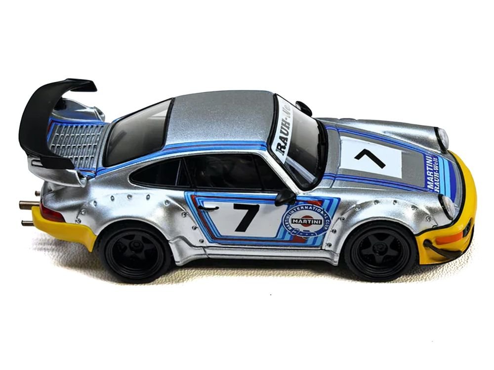 RWB 964 #7 "Ichiban Boshi - Martini Racing" Silver Metallic with Stripes 1/64 Diecast Model Car by Model Model view 2