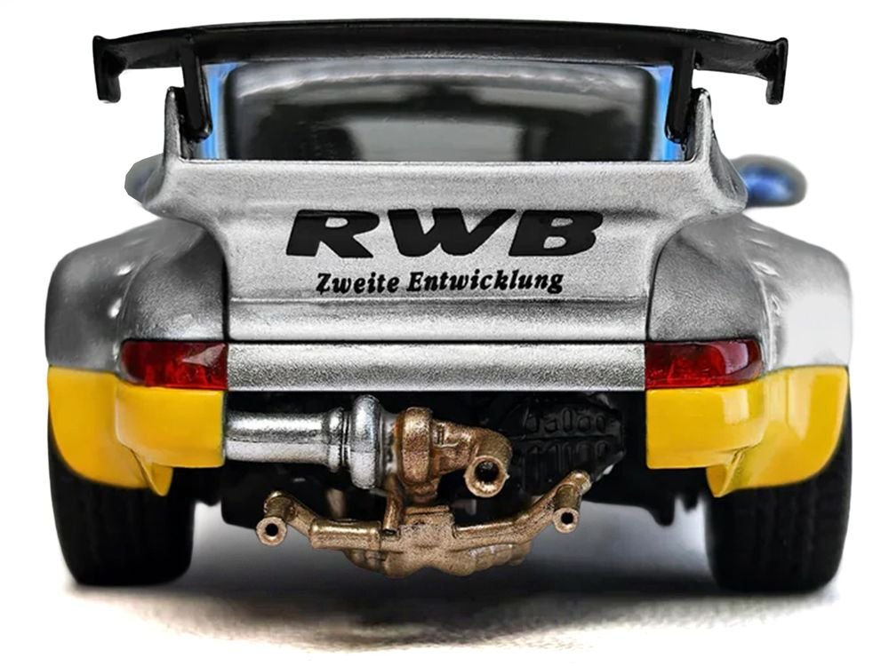 RWB 964 #7 "Ichiban Boshi - Martini Racing" Silver Metallic with Stripes 1/64 Diecast Model Car by Model Model view 5
