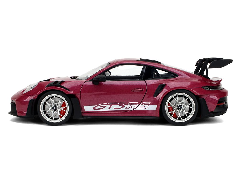 Porsche 911 GT3 RS Red Violet Metallic with White Stripes "Pink Slips" Series 1/18 Diecast Model Car by Jada view 3