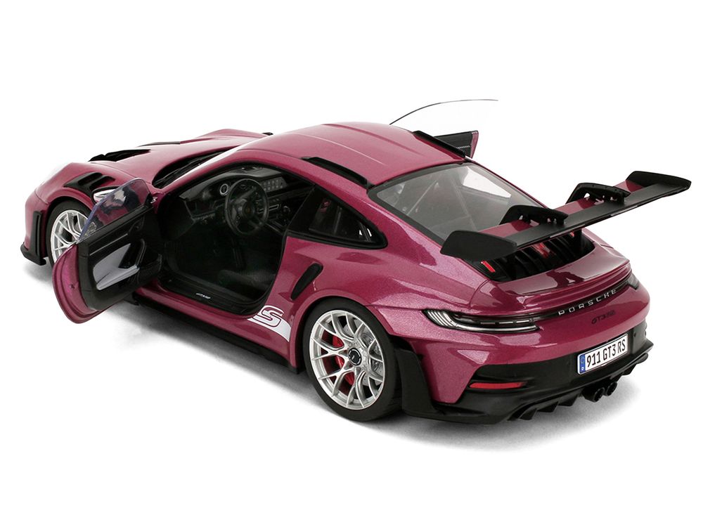 Porsche 911 GT3 RS Red Violet Metallic with White Stripes "Pink Slips" Series 1/18 Diecast Model Car by Jada view 4