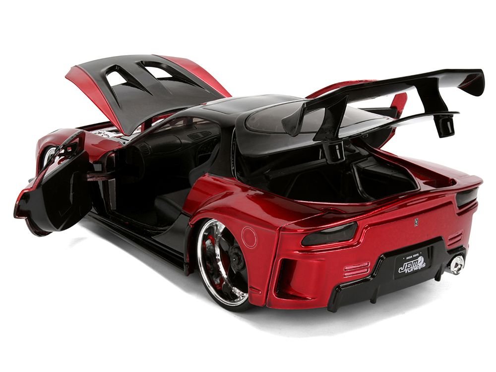 1995 Mazda RX-7 Widebody RHD (Right Hand Drive) "VeilSide" Black and Red Metallic "JDM Tuners" Series 1/24 Diecast Model Car by Jada view 4