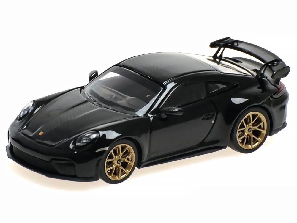 2025 Porsche 911 (992.2) GT3 Weissach Package Black with Carbon Stripe Limited Edition to 240 pieces Worldwide 1/64 Diecast Model Car by Minichamps view 2