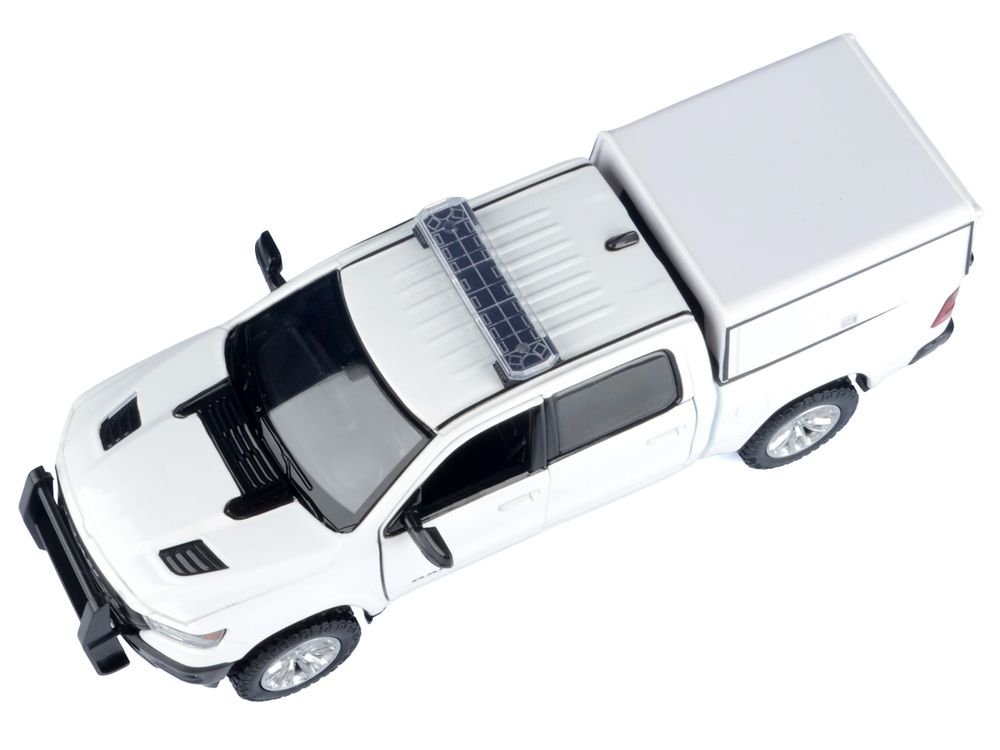 2019 RAM 1500 Laramie Crew Cab Pickup Truck with Truck Bed Camper White "Custom Builder's Kit" Series 1/24-1/27 Diecast Model Car by Motormax view 4