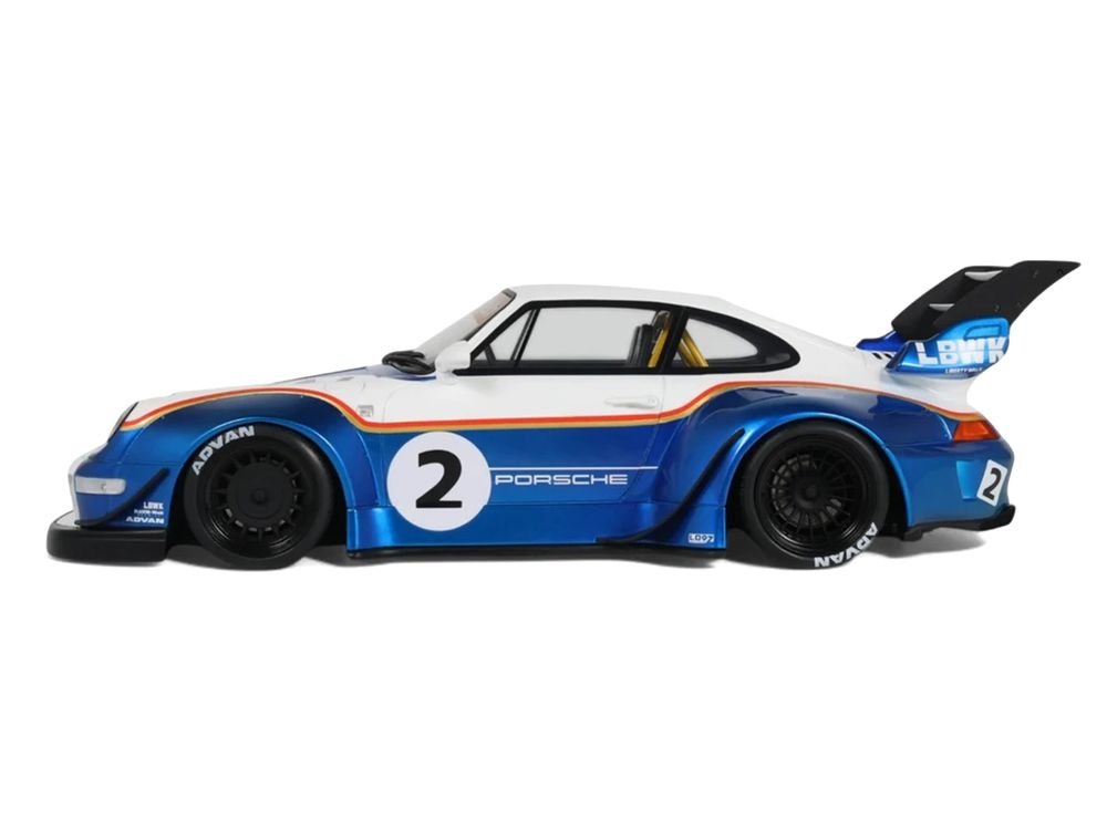 2023 RWB x Liberty Walk 993 #2 White and Blue Metallic with Graphics 1/18 Model Car by GT Spirit view 4