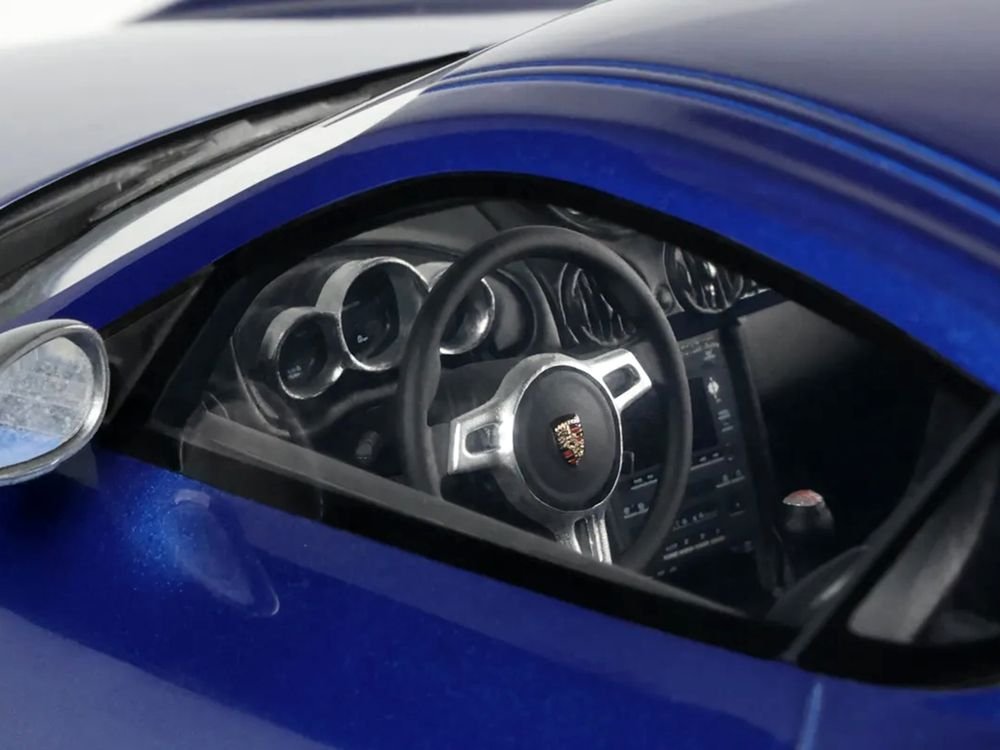 2012 Porsche Cayman R Aqua Blue Metallic 1/18 Model Car by GT Spirit view 2
