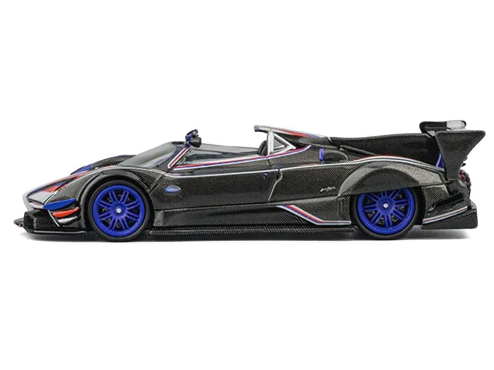 Pagani Zonda Revo Barchetta Carbon with Red White and Blue Stripes 1/64 Diecast Model Car by CM Model view 2