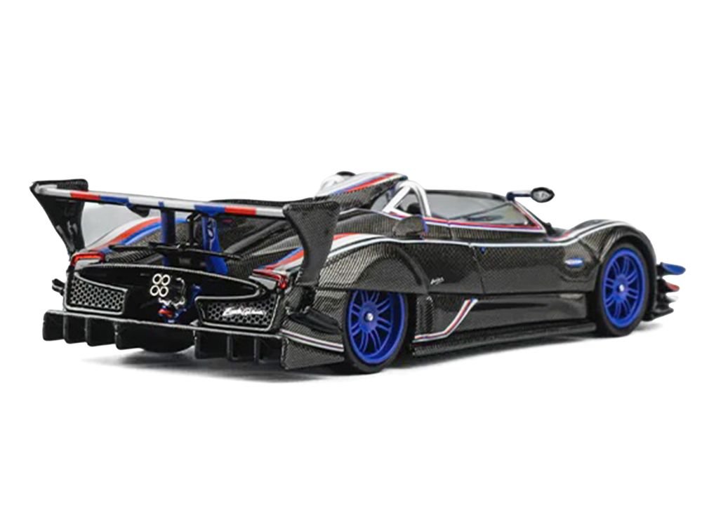 Pagani Zonda Revo Barchetta Carbon with Red White and Blue Stripes 1/64 Diecast Model Car by CM Model view 3