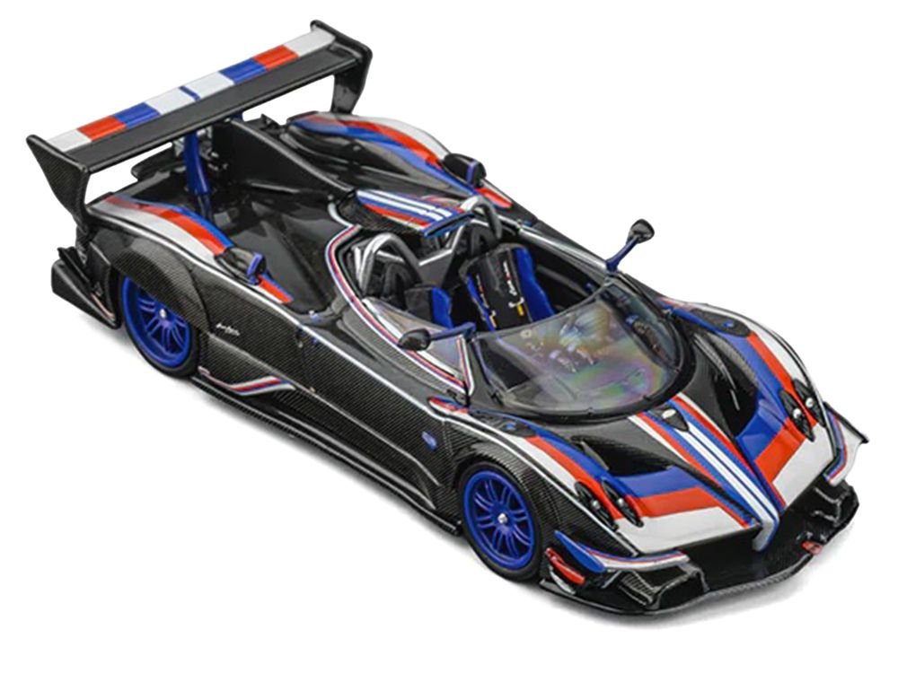 Pagani Zonda Revo Barchetta Carbon with Red White and Blue Stripes 1/64 Diecast Model Car by CM Model view 4