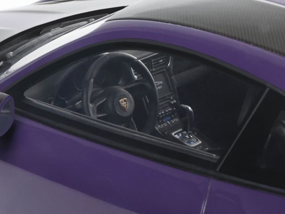 2021 Porsche 911 (991.2) GT2 RS Ultraviolet Metallic with Carbon Stripes 1/18 Model Car by GT Spirit view 2