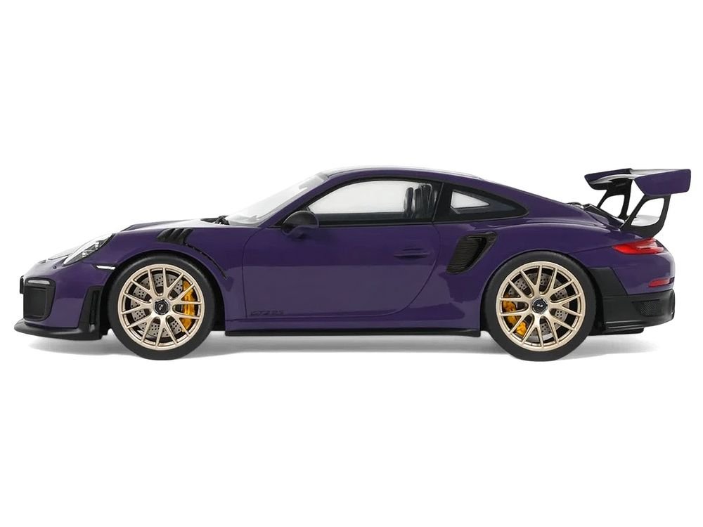 2021 Porsche 911 (991.2) GT2 RS Ultraviolet Metallic with Carbon Stripes 1/18 Model Car by GT Spirit view 4