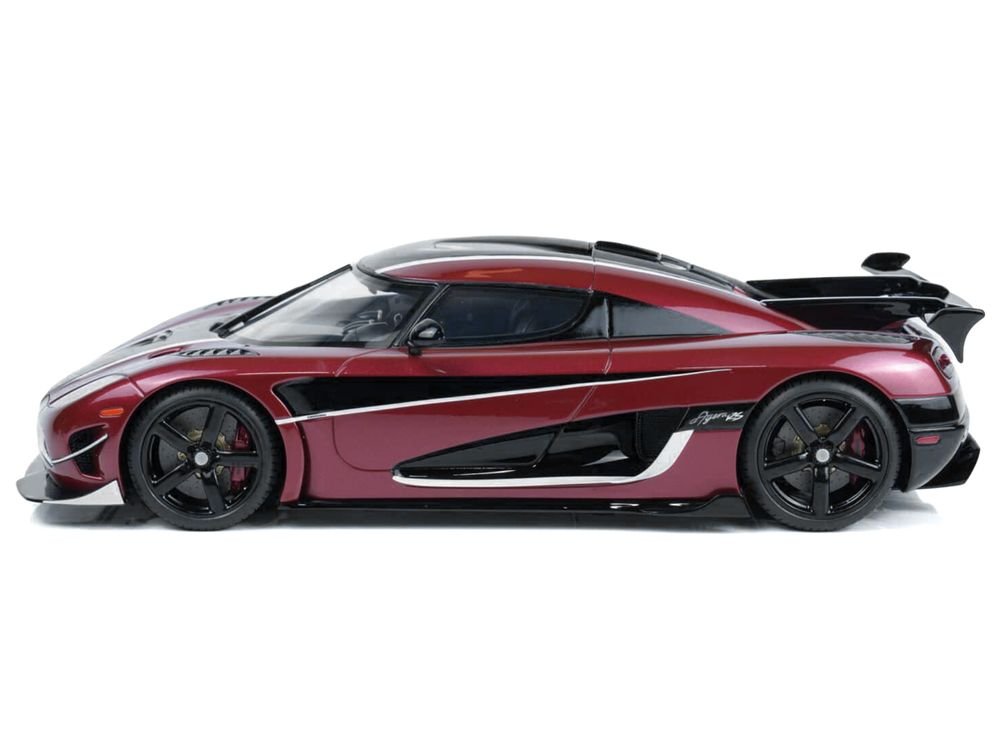 2017 Koenigsegg Agera RS Deep Red Metallic with Black Stripes 1/18 Model Car by GT Spirit view 4
