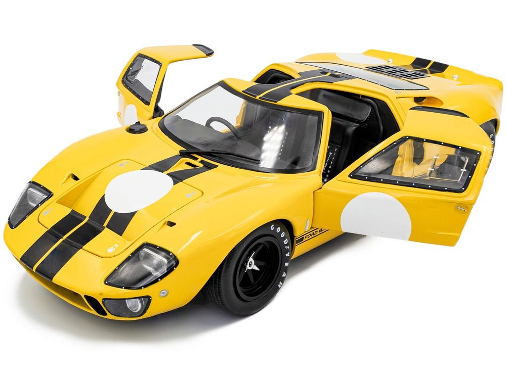 1968 Ford GT40 MK1 Yellow with Black Stripes "Competition" Series 1/18 Diecast Model Car by Solido view 2