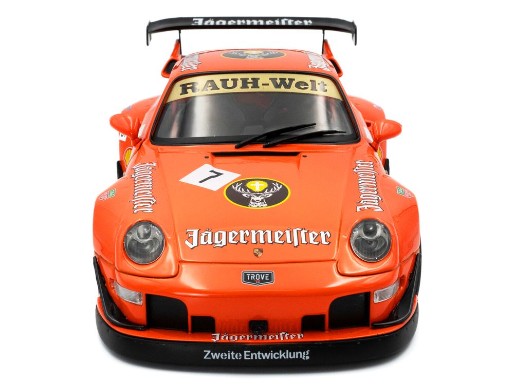 2020 RWB Bodykit #7 "Jagermeister" Orange with Graphics 1/18 Diecast Model Car by Solido view 4