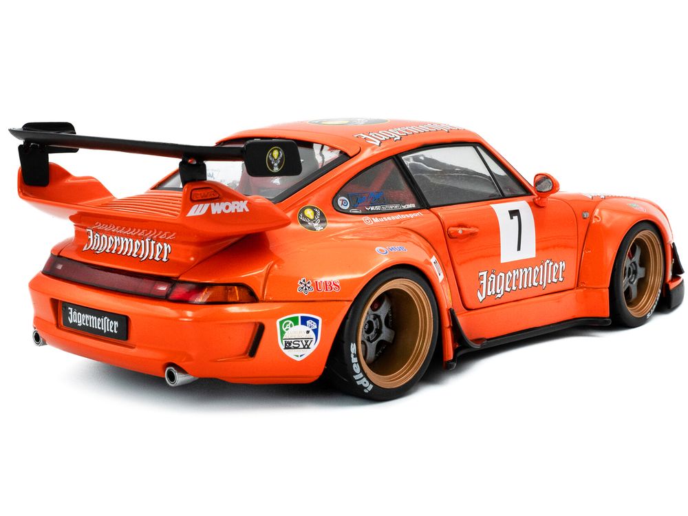 2020 RWB Bodykit #7 "Jagermeister" Orange with Graphics 1/18 Diecast Model Car by Solido view 5