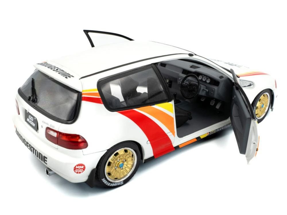 1991 Honda Civic (EG6) RHD (Right Hand Drive) "Mugen Racing" White with Stripes 1/18 Diecast Model Car by Solido view 2