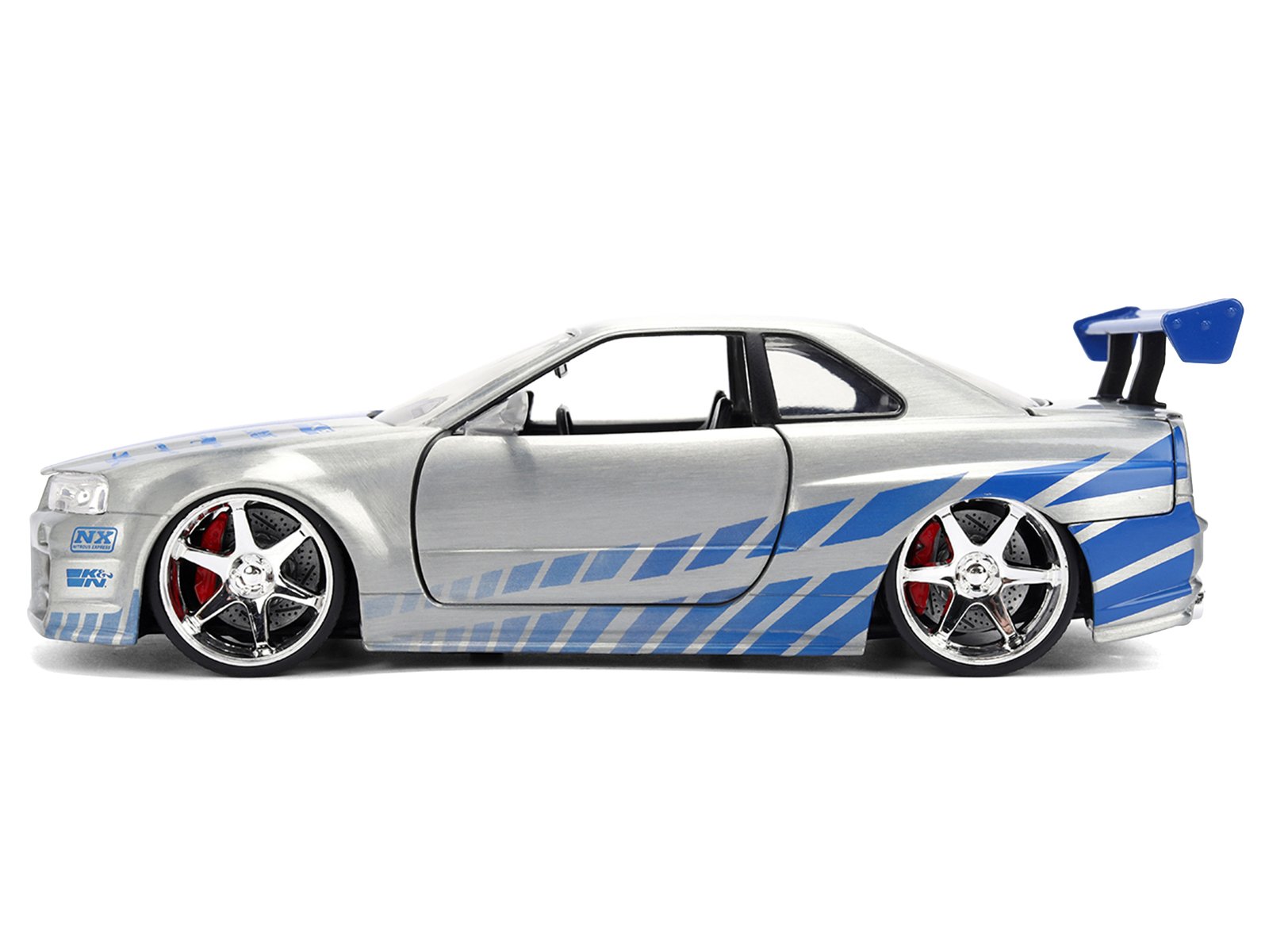 Brian's Nissan Skyline GT-R (R34) RHD (Right Hand Drive) Brush Finish  "2 Fast 2 Furious" (2003) Movie 25 Years of Fast & Furious Anniversary 1/24 by Jada view 3