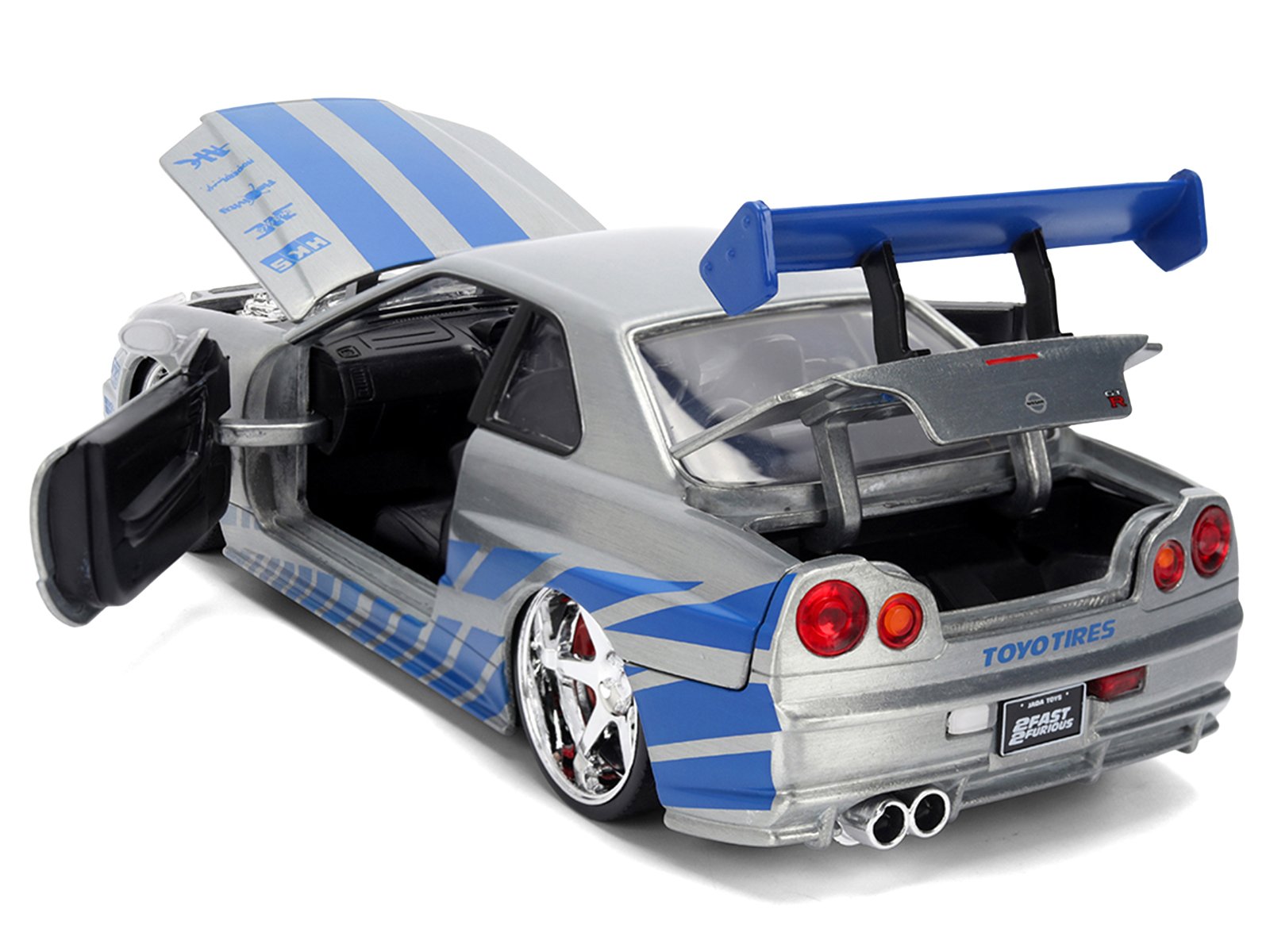 Brian's Nissan Skyline GT-R (R34) RHD (Right Hand Drive) Brush Finish  "2 Fast 2 Furious" (2003) Movie 25 Years of Fast & Furious Anniversary 1/24 by Jada view 5