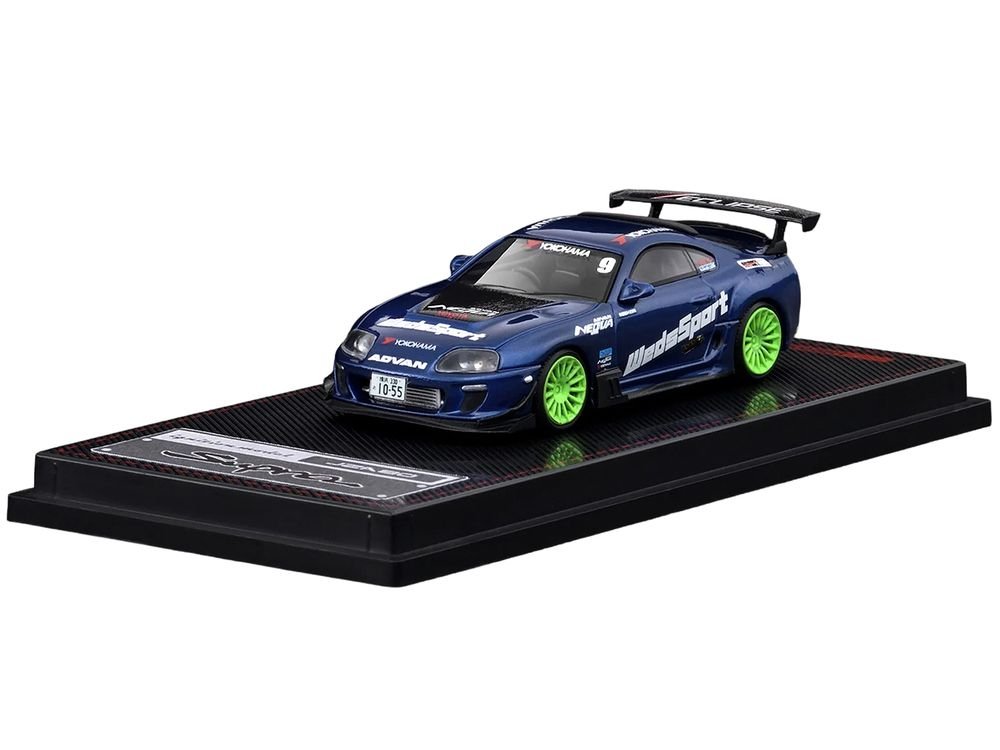 Toyota Supra (JZA80) RZ RHD (Right Hand Drive) #9 "WedsSport" Blue Metallic with Graphics 1/64 Diecast Model Car by Ignition Model view 2