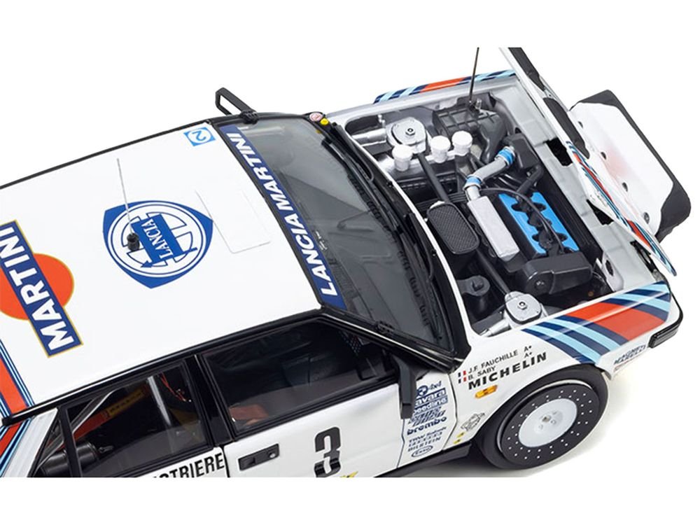 Lancia Delta HF 4WD #3 Juha Kankkunen - Juha Piironen "Martini Racing" Winner "Olympus Rally" (1987) 1/18 Diecast Model Car by Kyosho view 2
