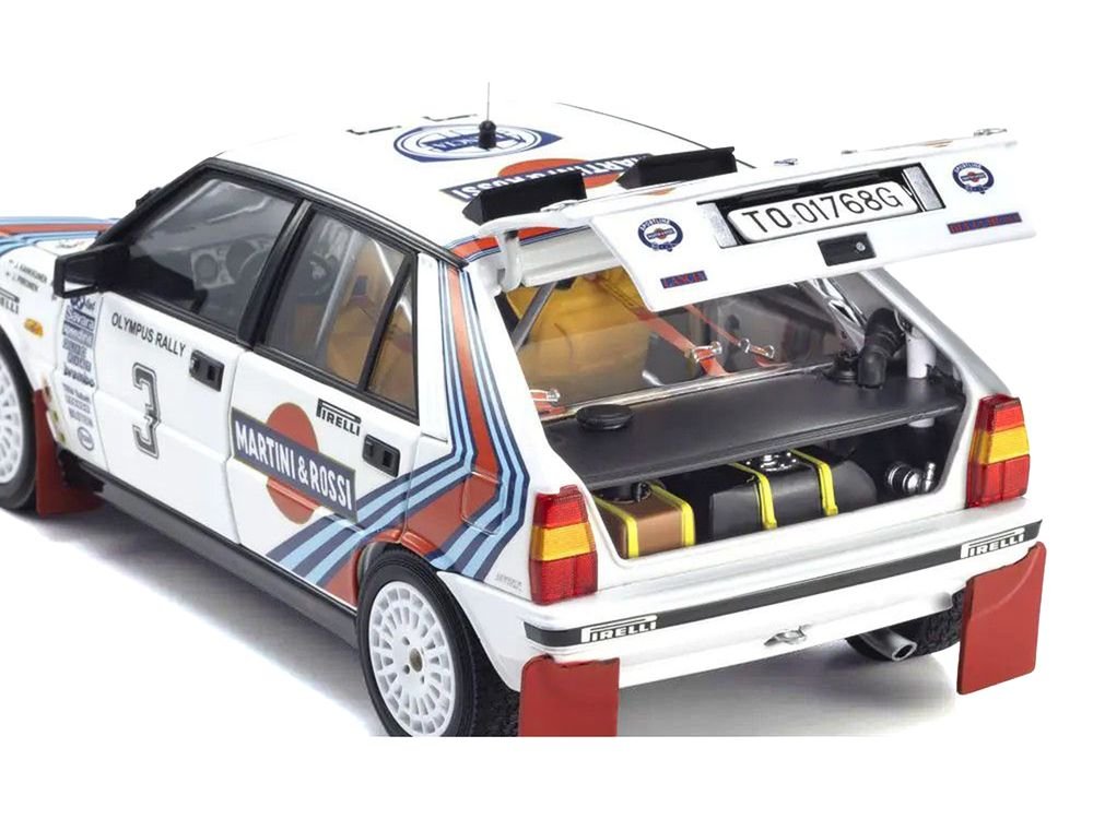 Lancia Delta HF 4WD #3 Juha Kankkunen - Juha Piironen "Martini Racing" Winner "Olympus Rally" (1987) 1/18 Diecast Model Car by Kyosho view 4