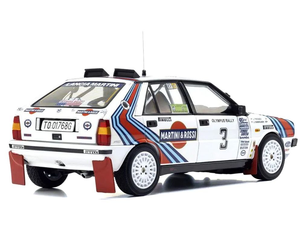 Lancia Delta HF 4WD #3 Juha Kankkunen - Juha Piironen "Martini Racing" Winner "Olympus Rally" (1987) 1/18 Diecast Model Car by Kyosho view 5