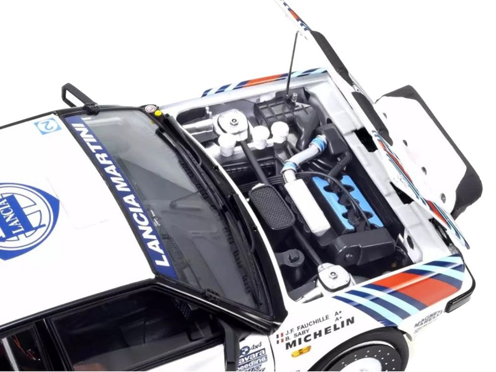Lancia Delta HF 4WD #3 Bruno Saby - Jean-Francois Fauchille "Martini Racing" Winner "Rally Monte Carlo" (1988) 1/18 Diecast Model Car by Kyosho view 3