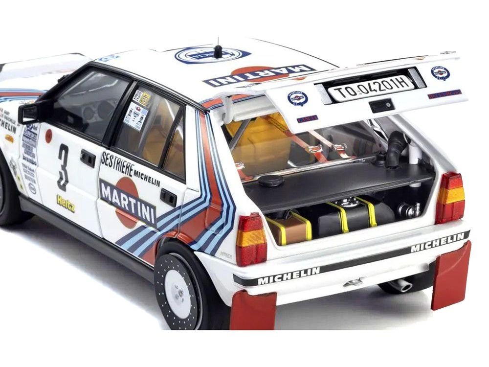 Lancia Delta HF 4WD #3 Bruno Saby - Jean-Francois Fauchille "Martini Racing" Winner "Rally Monte Carlo" (1988) 1/18 Diecast Model Car by Kyosho view 5