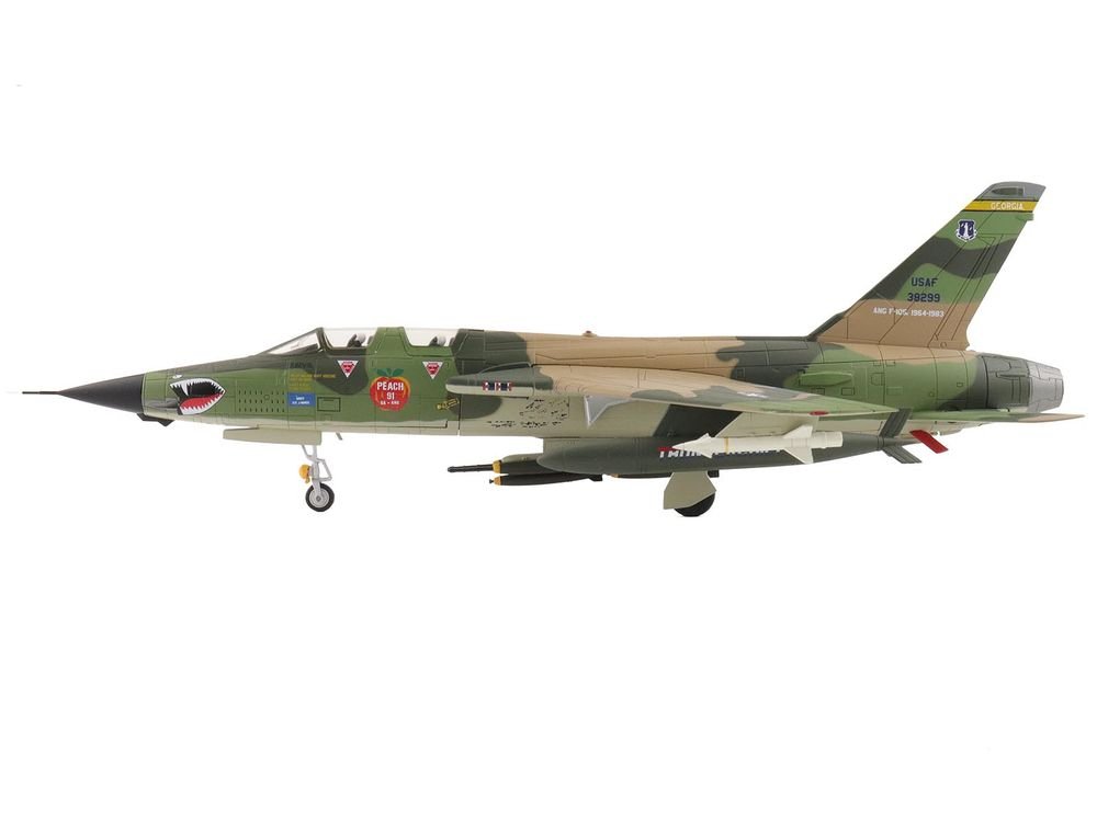 Republic F-105F Thunderchief Fighter-Bomber Aircraft "63-8299 Peach 91 128th Tactical Fighter Squadron Georgia ANG Dobbins Air Reserve Base" United States Air Force "Air Power Series" 1/72 Diecast Model by Hobby Master view 2