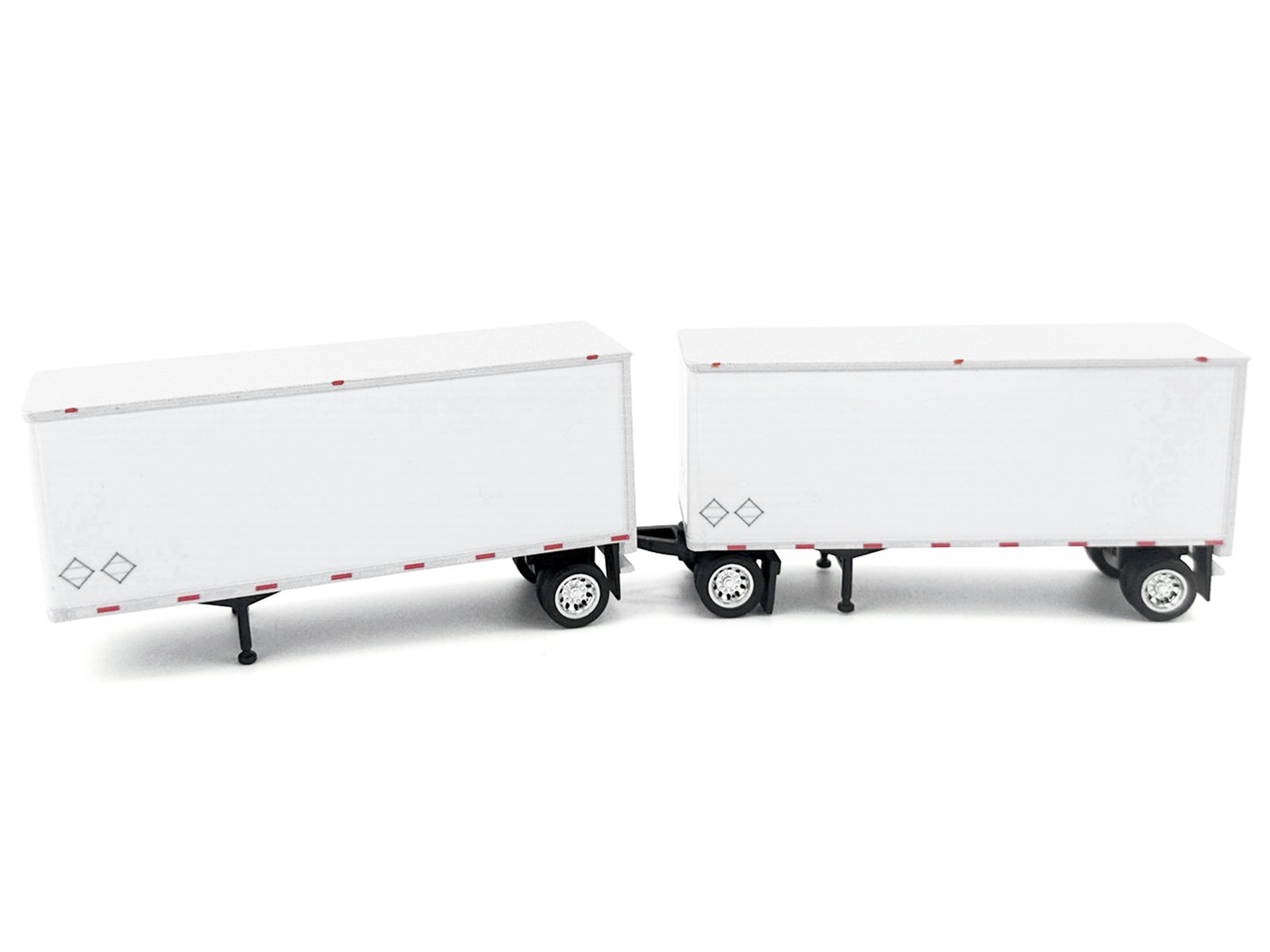 28' Dry Van Double Pup Trailers White Set of 2 pieces 1/87 (HO) Scale Plastic Model by HO Logistics view 2