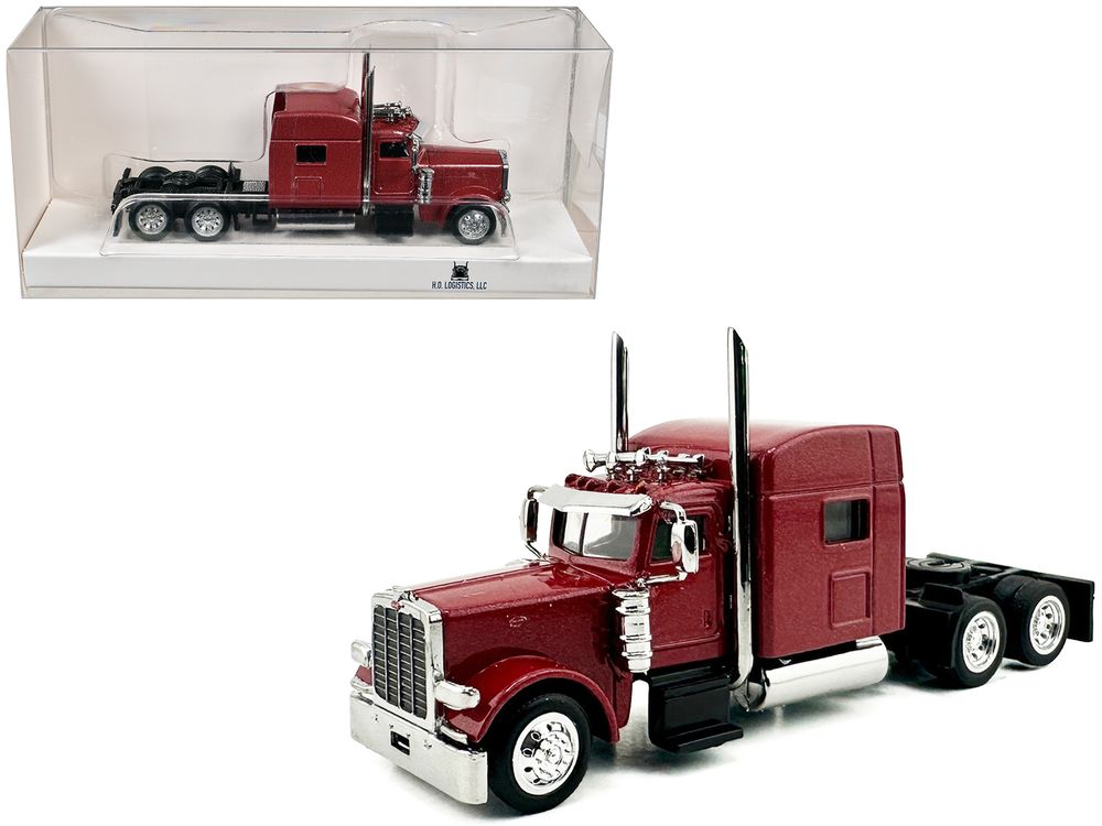 Peterbilt 389 Truck Tractor with Sleeper Cab Red Metallic 1/87 (HO) Scale Plastic Model Car by HO Logistics