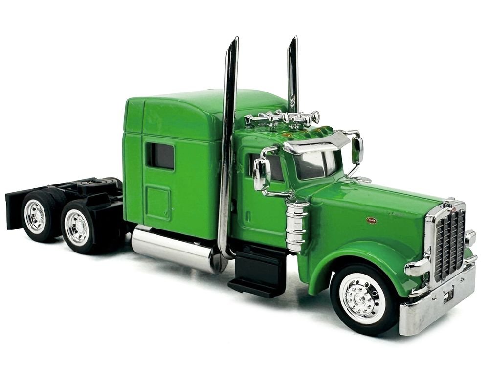 Peterbilt 389 Truck Tractor with Sleeper Cab Lime Green 1/87 (HO) Scale Plastic Model Car by HO Logistics view 3
