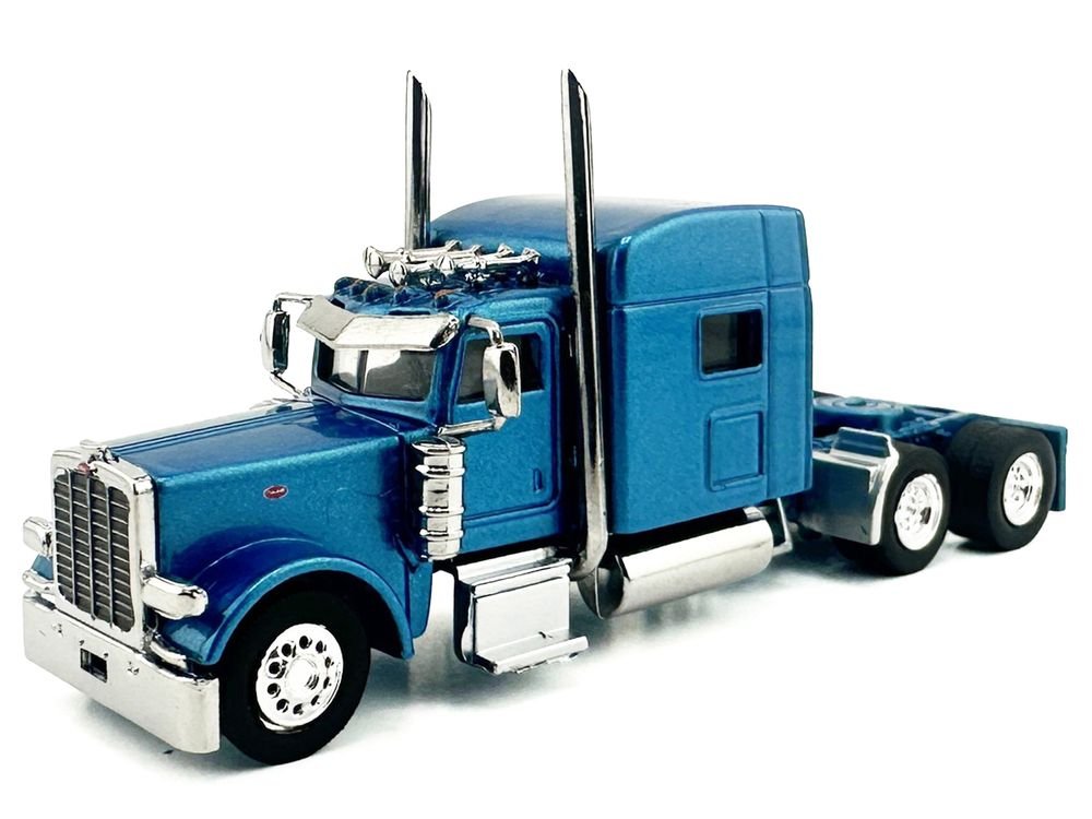 Peterbilt 389 Truck Tractor with Sleeper Cab Blue Metallic 1/87 (HO) Scale Plastic Model Car by HO Logistics view 2