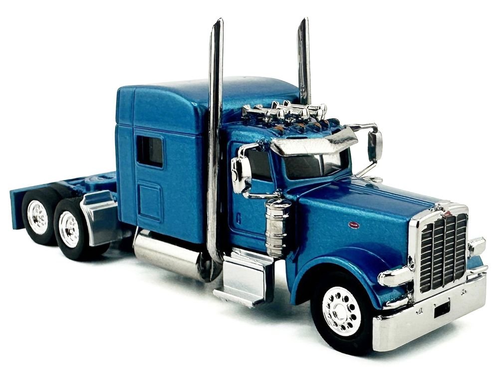 Peterbilt 389 Truck Tractor with Sleeper Cab Blue Metallic 1/87 (HO) Scale Plastic Model Car by HO Logistics view 3