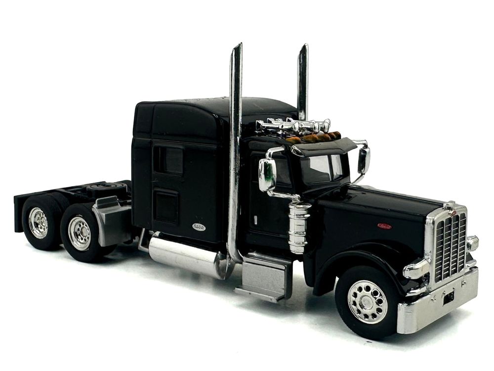 Peterbilt 389 Truck Tractor with Sleeper Cab Black 1/87 (HO) Scale Plastic Model Car by HO Logistics view 3