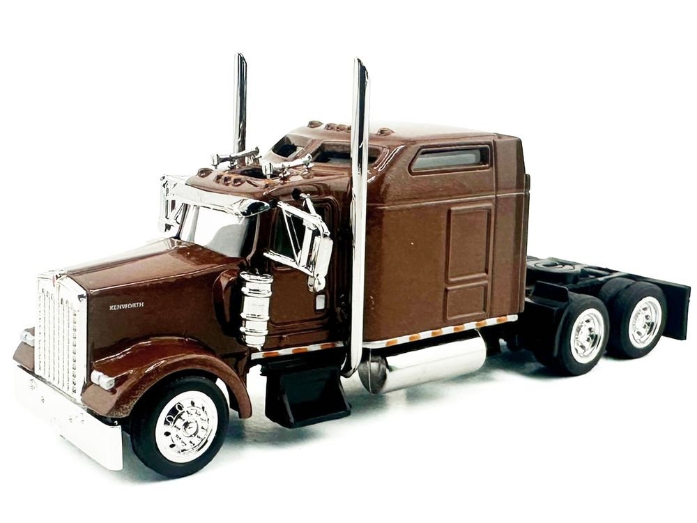 Kenworth W900L Truck Tractor with Sleeper Cab Brown Metallic 1/87 (HO) Scale Plastic Model Car by HO Logistics view 2