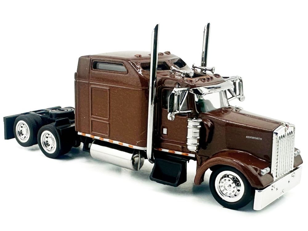 Kenworth W900L Truck Tractor with Sleeper Cab Brown Metallic 1/87 (HO) Scale Plastic Model Car by HO Logistics view 3