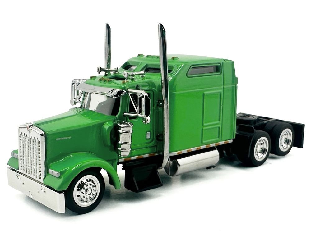 Kenworth W900L Truck Tractor with Sleeper Cab Lime Green 1/87 (HO) Scale Plastic Model Car by HO Logistics view 2
