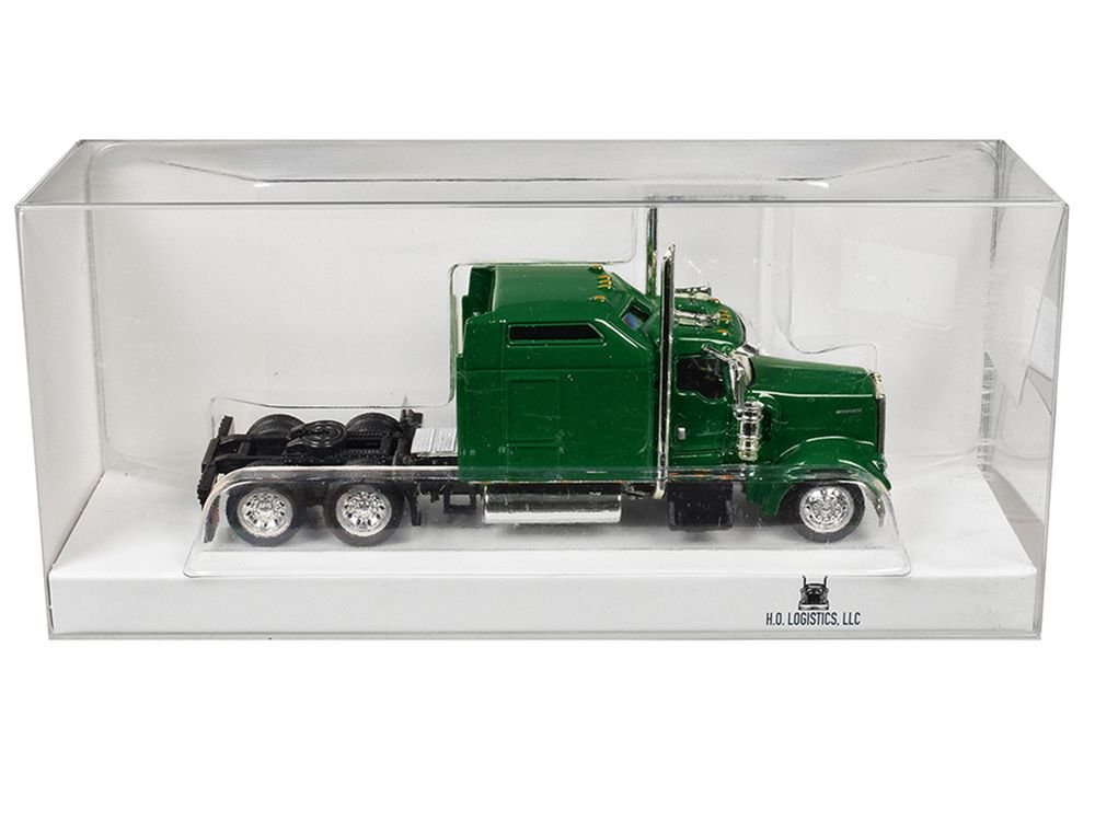 Kenworth W900L Truck Tractor with Sleeper Cab Green  1/87 (HO) Scale Plastic Model Car by HO Logistics view 3