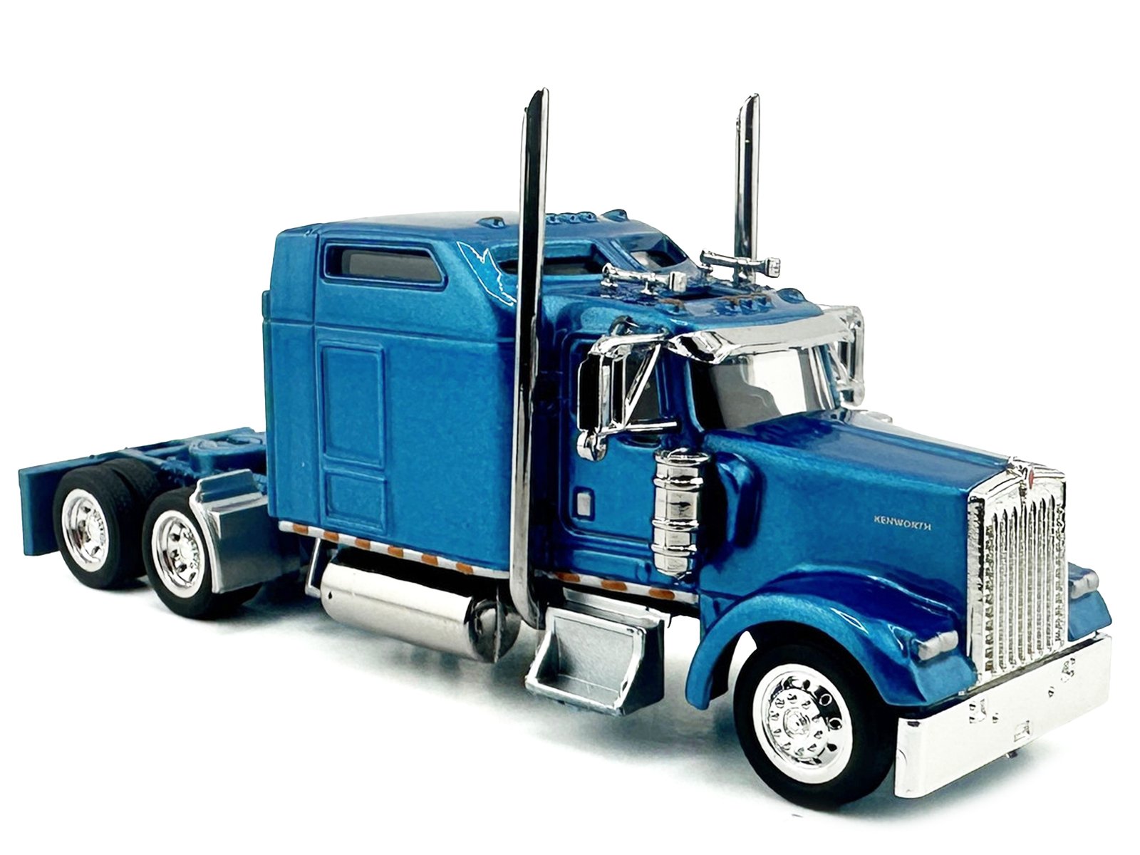 Kenworth W900L Truck Tractor with Sleeper Cab Blue Metallic 1/87 (HO) Scale Plastic Model Car by HO Logistics view 3