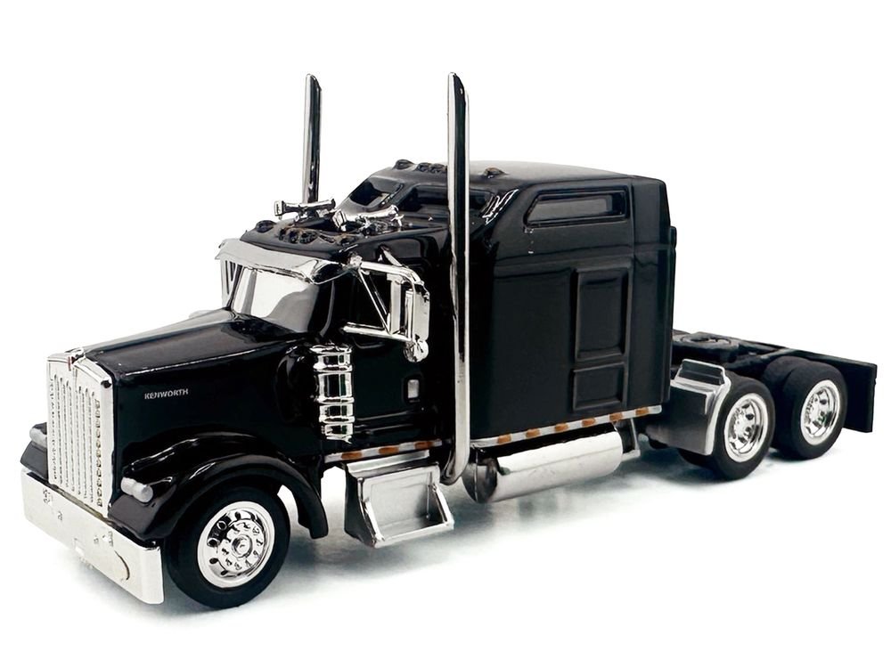 Kenworth W900L Truck Tractor with Sleeper Cab Black 1/87 (HO) Scale Plastic Model Car by HO Logistics view 2