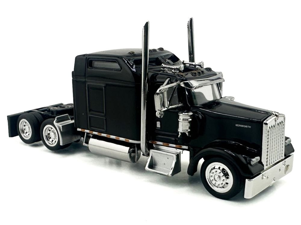 Kenworth W900L Truck Tractor with Sleeper Cab Black 1/87 (HO) Scale Plastic Model Car by HO Logistics view 3
