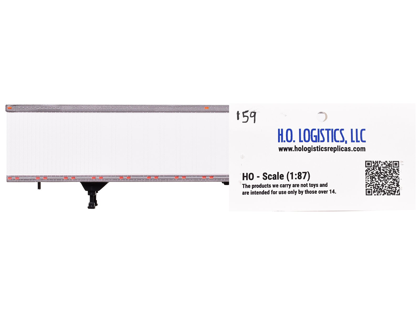 Box Dry Goods Trailer White 1/87 (HO) Scale Plastic Model by HO Logistics view 3
