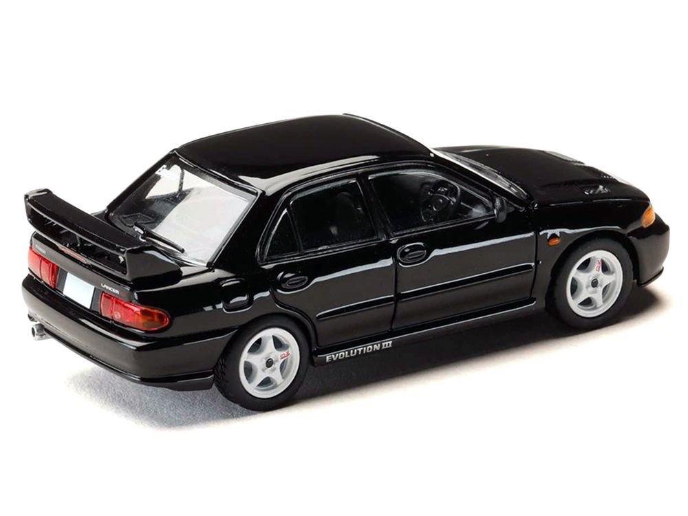 Mitsubishi Lancer RS Evolution III RHD (Right Hand Drive) Black "Initial D" (1995-2013) Manga "Diorama Set Series" 1/64 Diecast Model car by Hobby Japan view 3