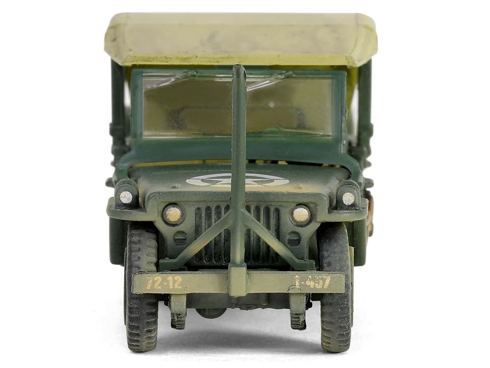 Willys MB Jeep with Trailer Olive Drab (Weathered) with Driver Figure "United States Army" "Mini AFV" Series 1/64 Diecast Model by Forces of Valor view 5