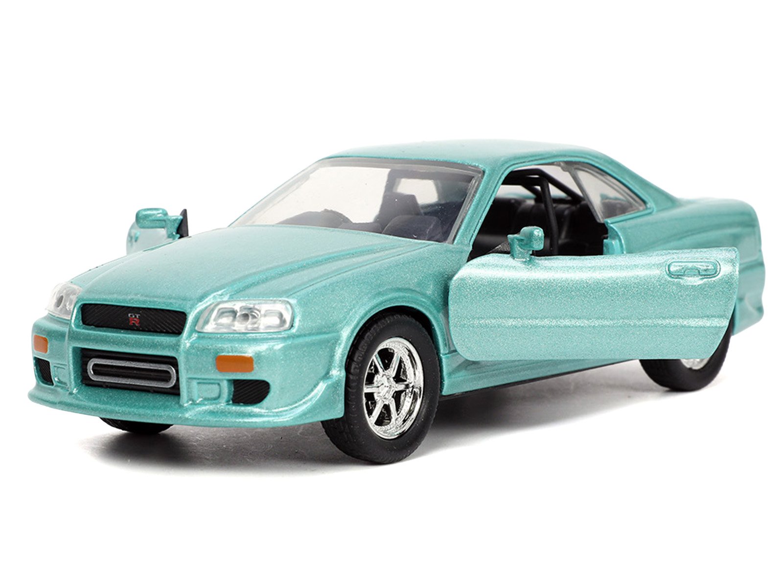 Brian's Nissan Skyline GT-R (BNR34) RHD (Right Hand Drive) Turquoise Metallic "Fast & Furious" Movie 1/32 Diecast Model Car by Jada view 2