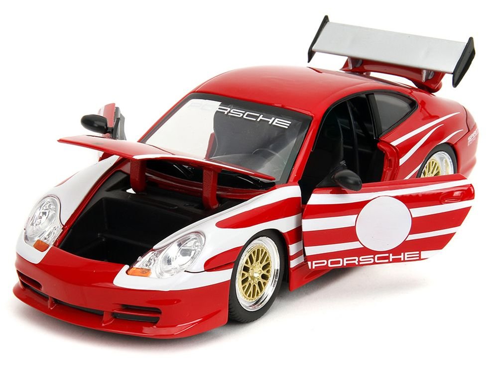 Porsche 911 GT3 (996) Red with White Graphics "Hyper-Spec" Series 1/24 Diecast Model Car by Jada view 2